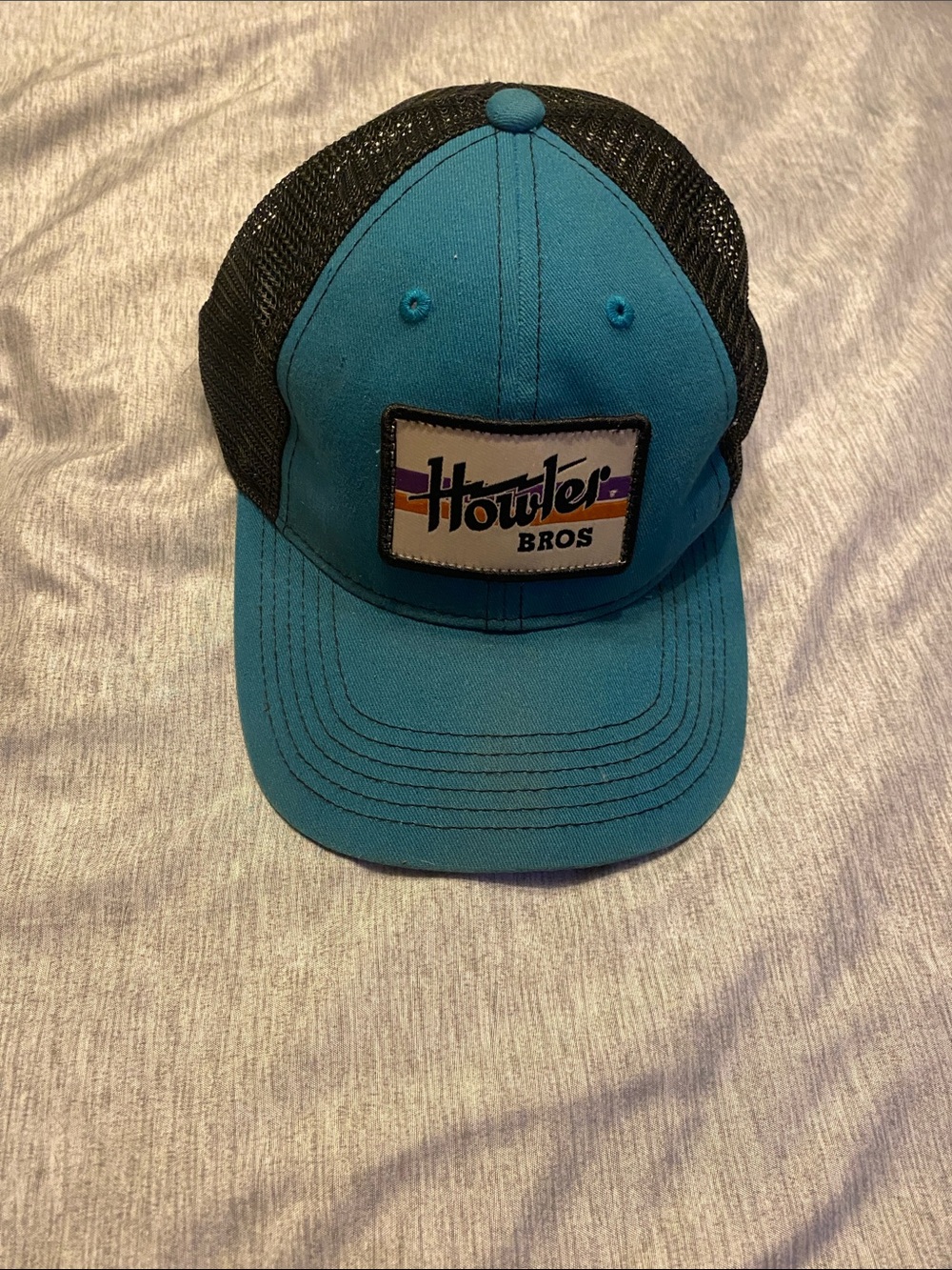 Howler Bros Hat Mesh Back Mens OS Teal Nylon Patch Strapback Cap Packable Logo